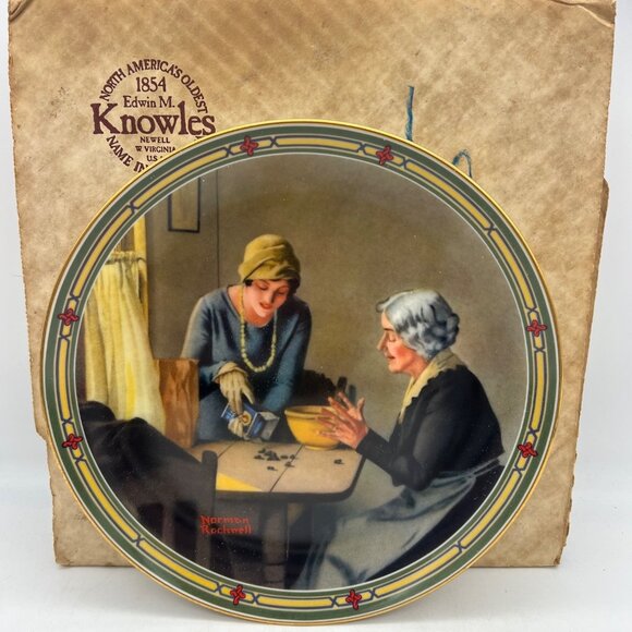 1985 Knowles Norman Rockwell Plate Family's Full Measure 8.5" Bradex 84-R70-7.3 - Picture 1 of 6